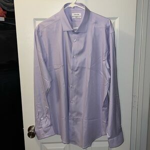 Calvin Klein Steel + Men's 17.5 34/35 Slim Fit Stretch Soft Lilac Dress Shirt